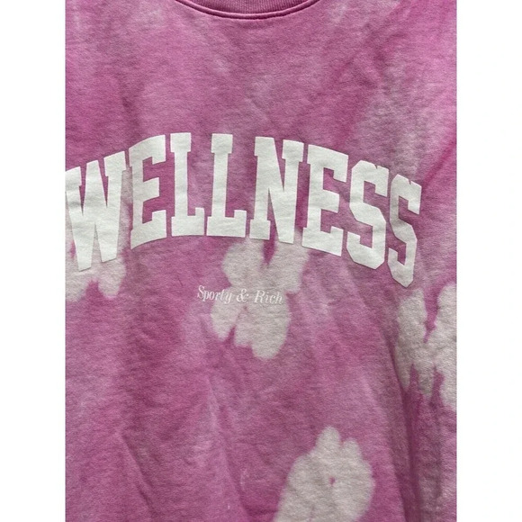 Sporty & Rich Pink Tie Dye Crew Sweatshirt Pink Atheltic Club Small Fits M/L - Picture 6 of 6